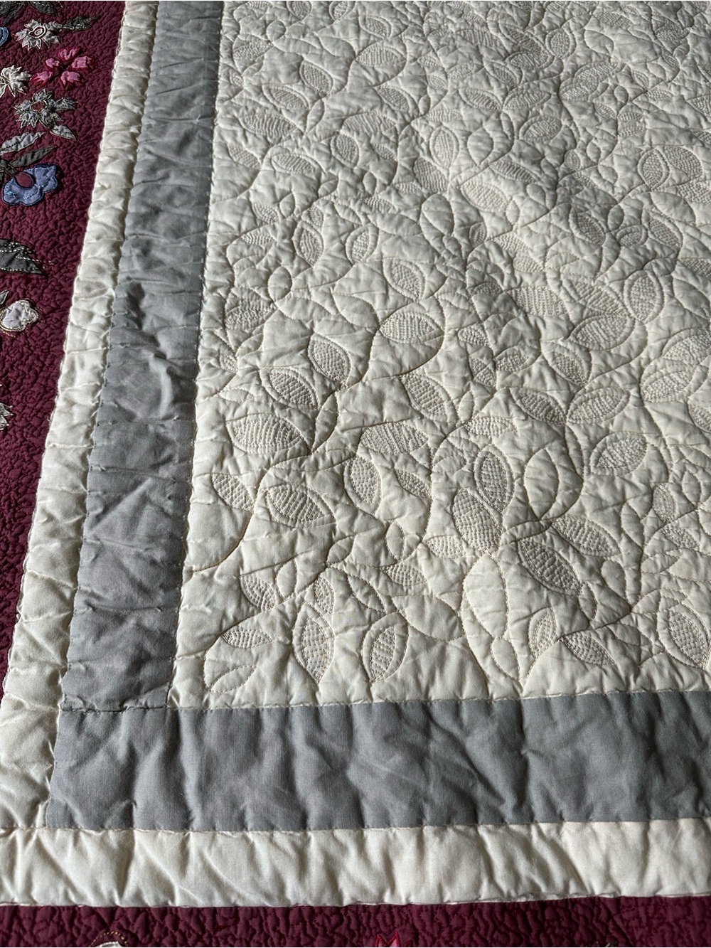 L.L.Bean Twin 100% Cotton Quilt Floral Embroidered - Picture 5 of 10